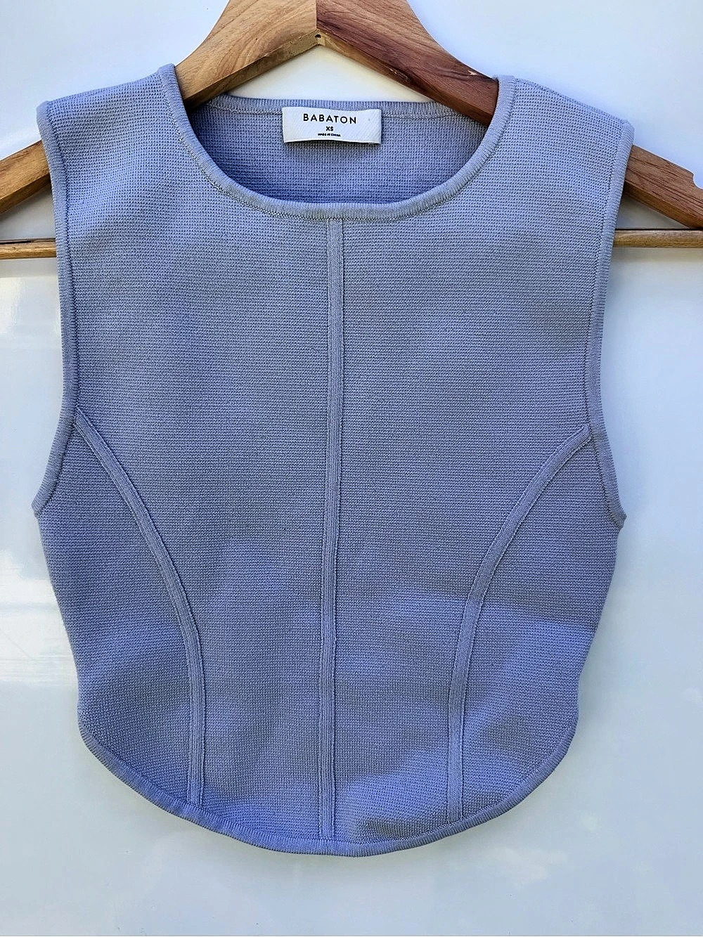 Babaton Sculpt Knit Corset Top Blue XS